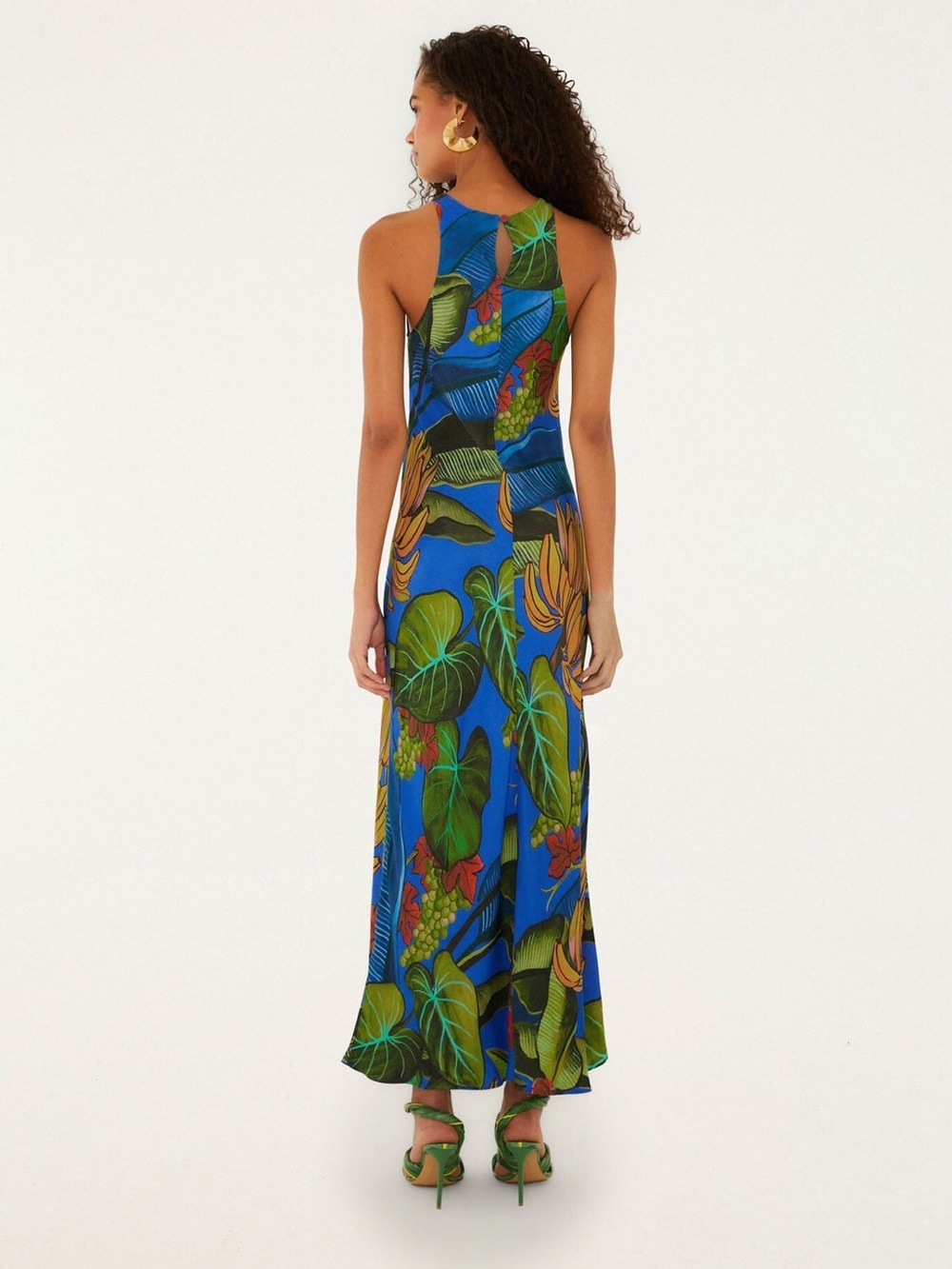 NWT Farm Rio High-Neck Banana Grape Fruit Printed Midi Dress - Picture 2 of 8